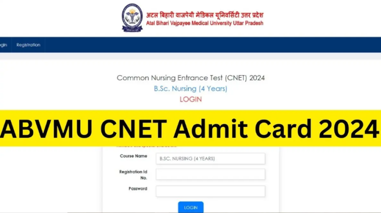 Abvmuup.edu.in Admit Card - Abvmu Bsc Nursing Admit Card 2024